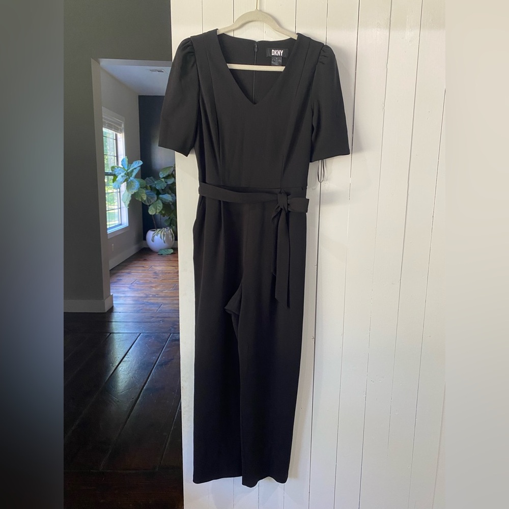 Dkny Black Jumpsuit with Wrap Detail